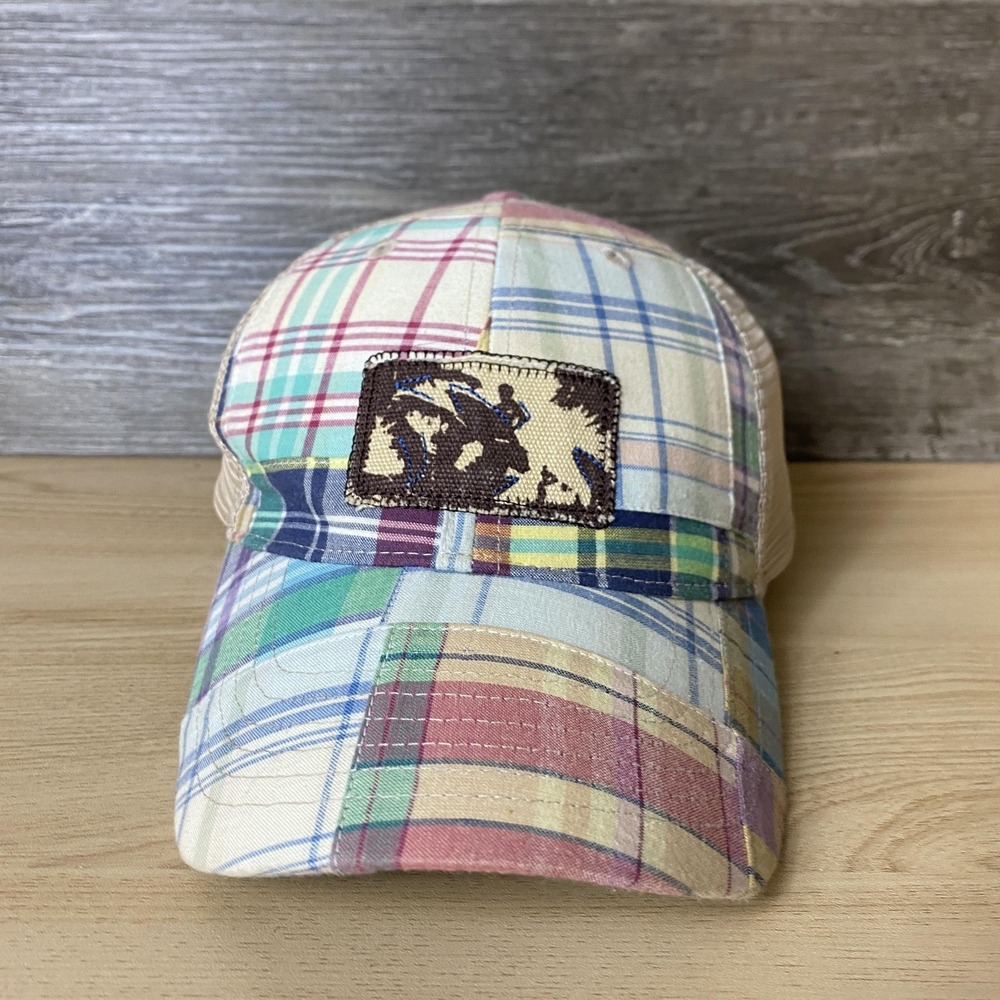 Beach Hat Cap Snap Back Trucker Womens Patch Plaid Surf Surfing One Size
